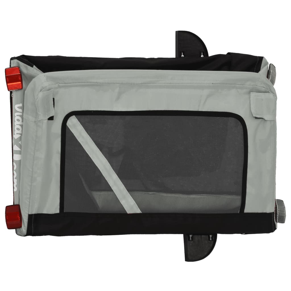 Pet Bike Trailer Grey and Black Oxford fabric, Iron, PVC One Size