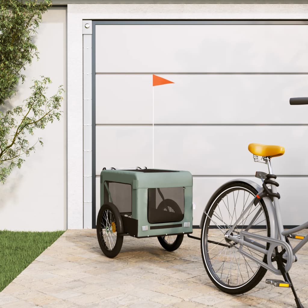 Pet Bike Trailer Grey and Black Oxford fabric, Iron, PVC One Size