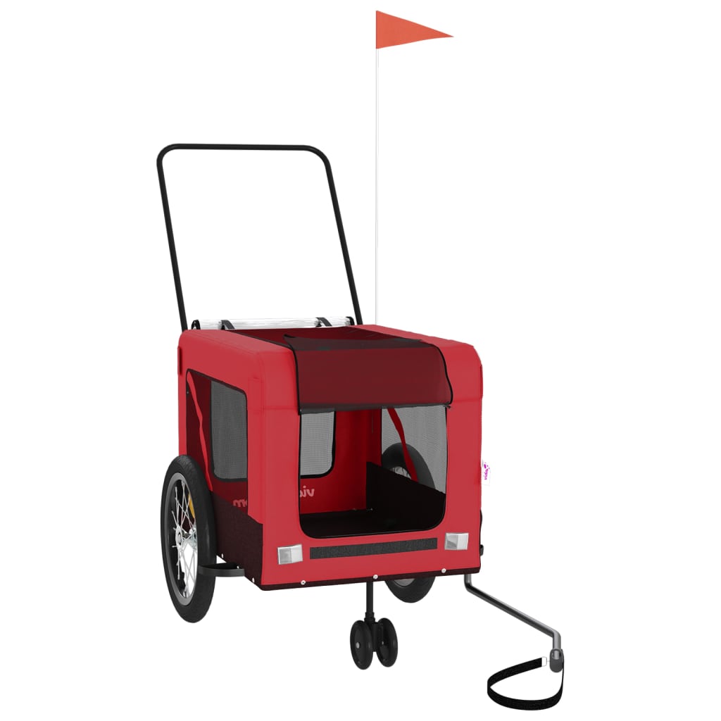 Pet Bike Trailer Red and Black Oxford Fabric and Iron