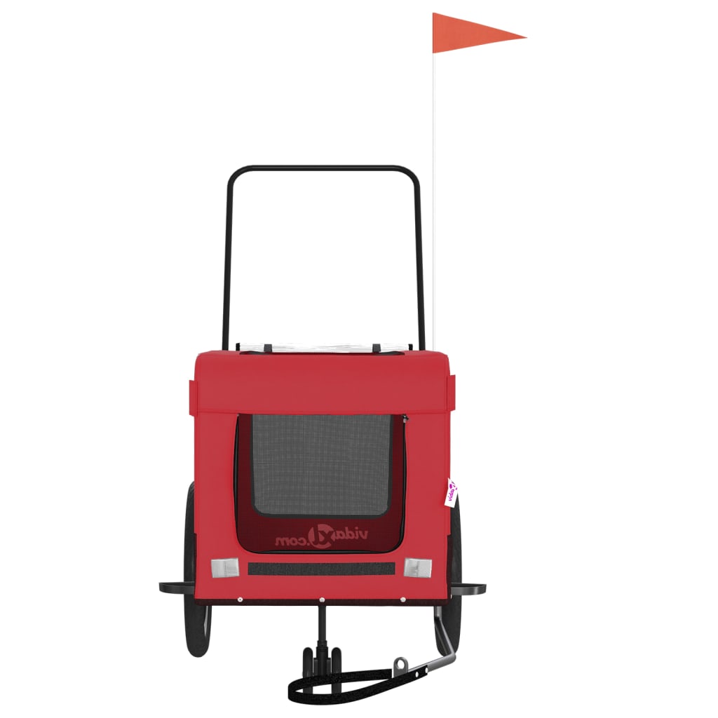 Pet Bike Trailer Red and Black Oxford Fabric and Iron