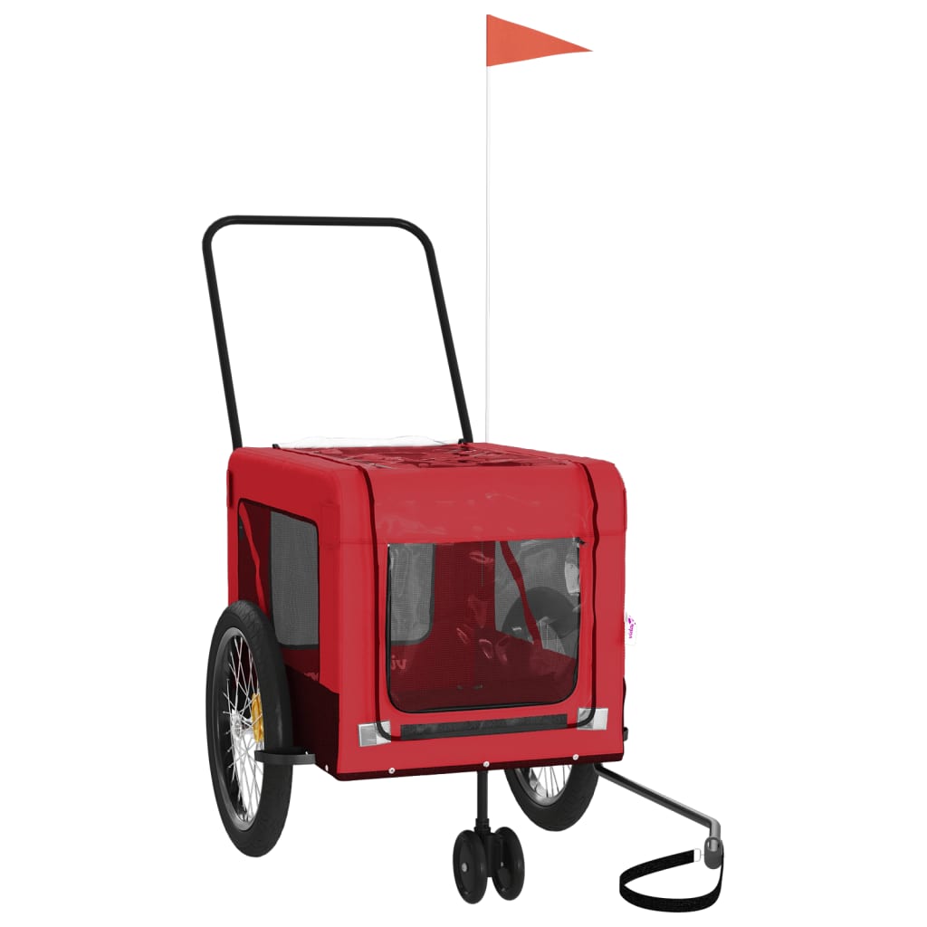 Pet Bike Trailer Red and Black Oxford Fabric and Iron Durable