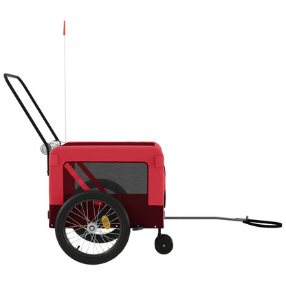 Pet Bike Trailer Red and Black Oxford Fabric and Iron Durable