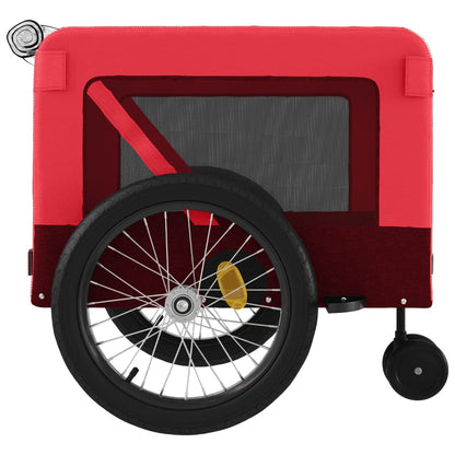 Pet Bike Trailer Red and Black Oxford Fabric and Iron Durable