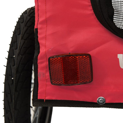 Pet Bike Trailer Red and Black Oxford Fabric and Iron Durable