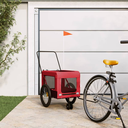 Pet Bike Trailer Red and Black Oxford Fabric and Iron Durable