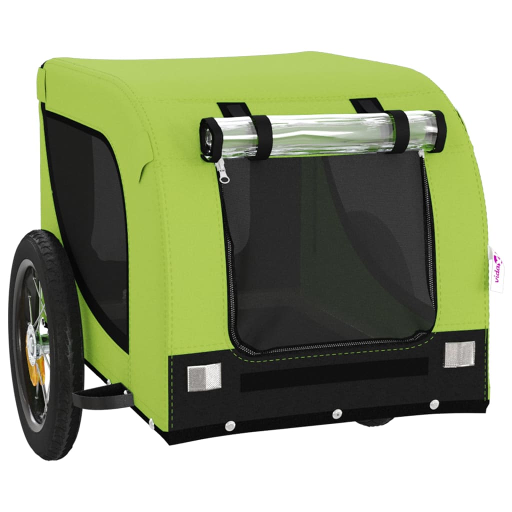 Pet Bike Trailer Green and Black Oxford Fabric, Iron, PVC