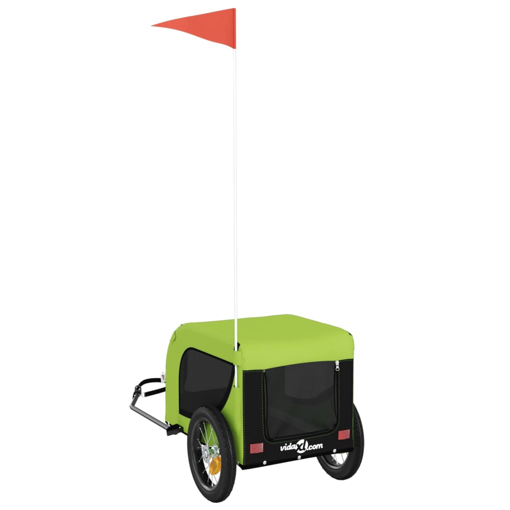 Pet Bike Trailer Green and Black Oxford Fabric, Iron, PVC