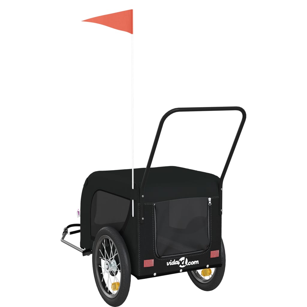 Pet Bike Trailer Black Oxford fabric, iron, PVC Durable