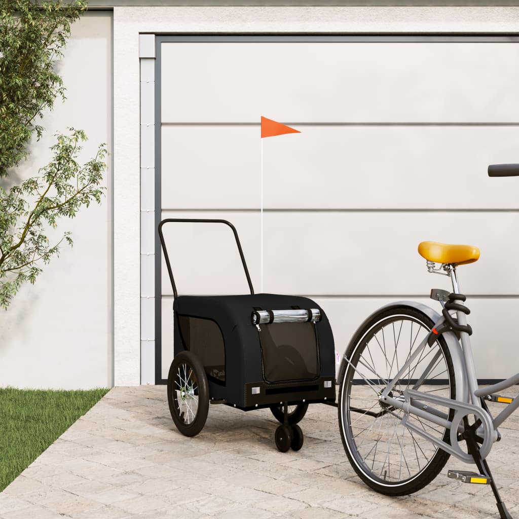 Pet Bike Trailer Black Oxford fabric, iron, PVC Durable