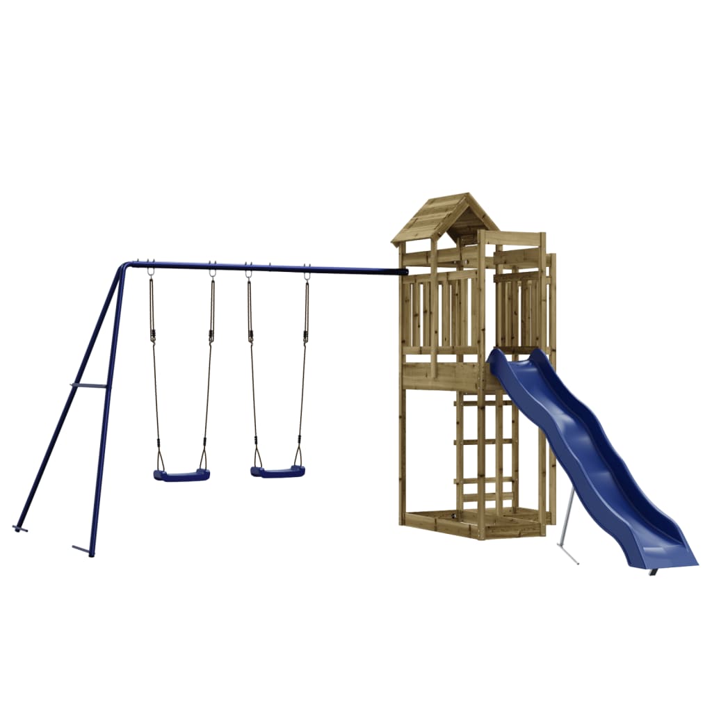 Outdoor Playset Pine, Blue Treated Pinewood, Polypropylene Large