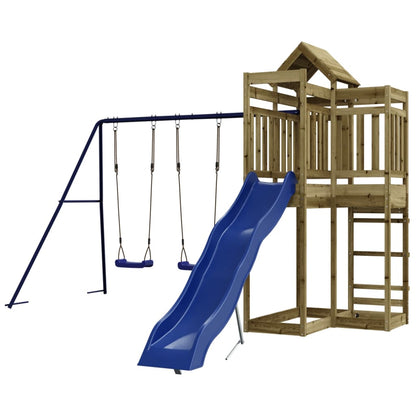 Outdoor Playset Pine, Blue Treated Pinewood, Polypropylene Large