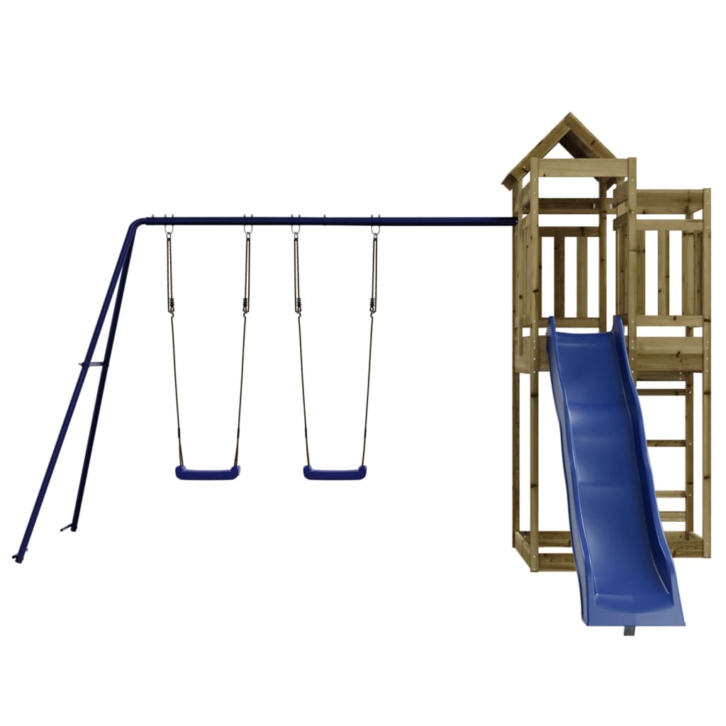 Outdoor Playset Pine, Blue Treated Pinewood, Polypropylene Large