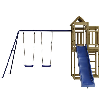 Outdoor Playset Pine, Blue Treated Pinewood, Polypropylene Large