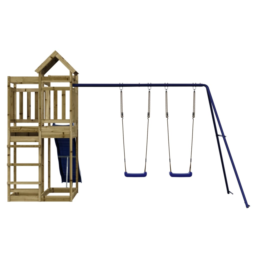 Outdoor Playset Pine, Blue Treated Pinewood, Polypropylene Large