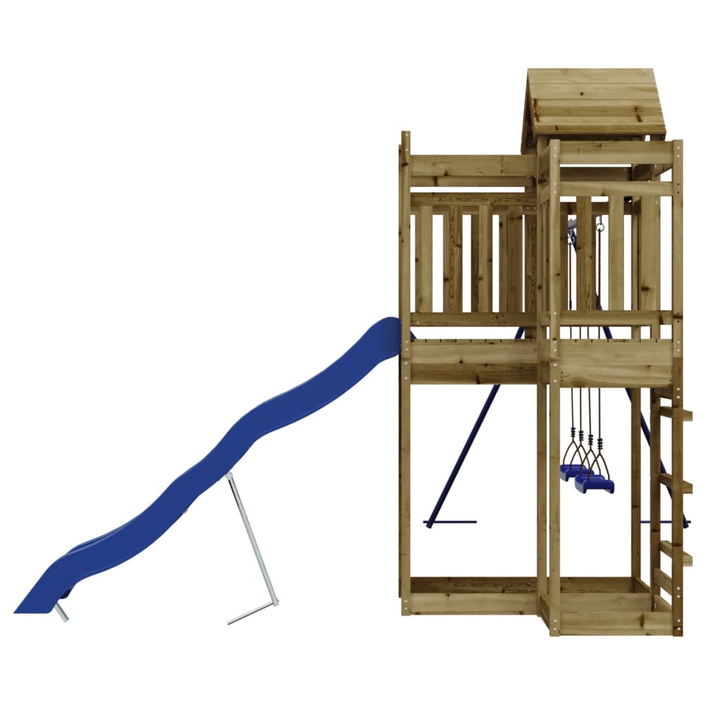 Outdoor Playset Pine, Blue Treated Pinewood, Polypropylene Large