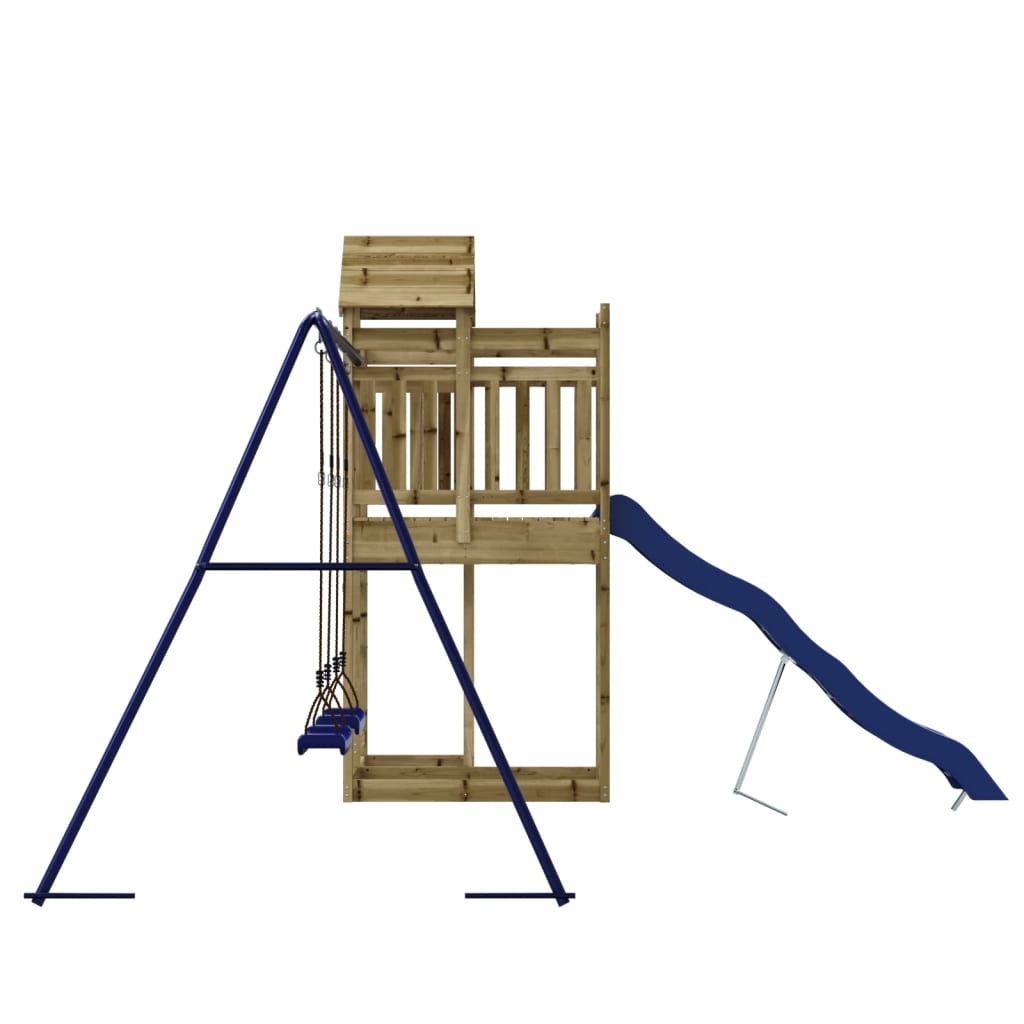 Outdoor Playset Pine, Blue Treated Pinewood, Polypropylene Large