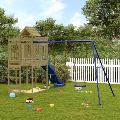 Outdoor Playset Pine, Blue Treated Pinewood, Polypropylene Large