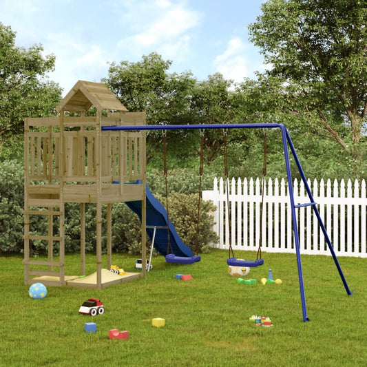Outdoor Playset Pine, Blue Treated Pinewood, Polypropylene Large