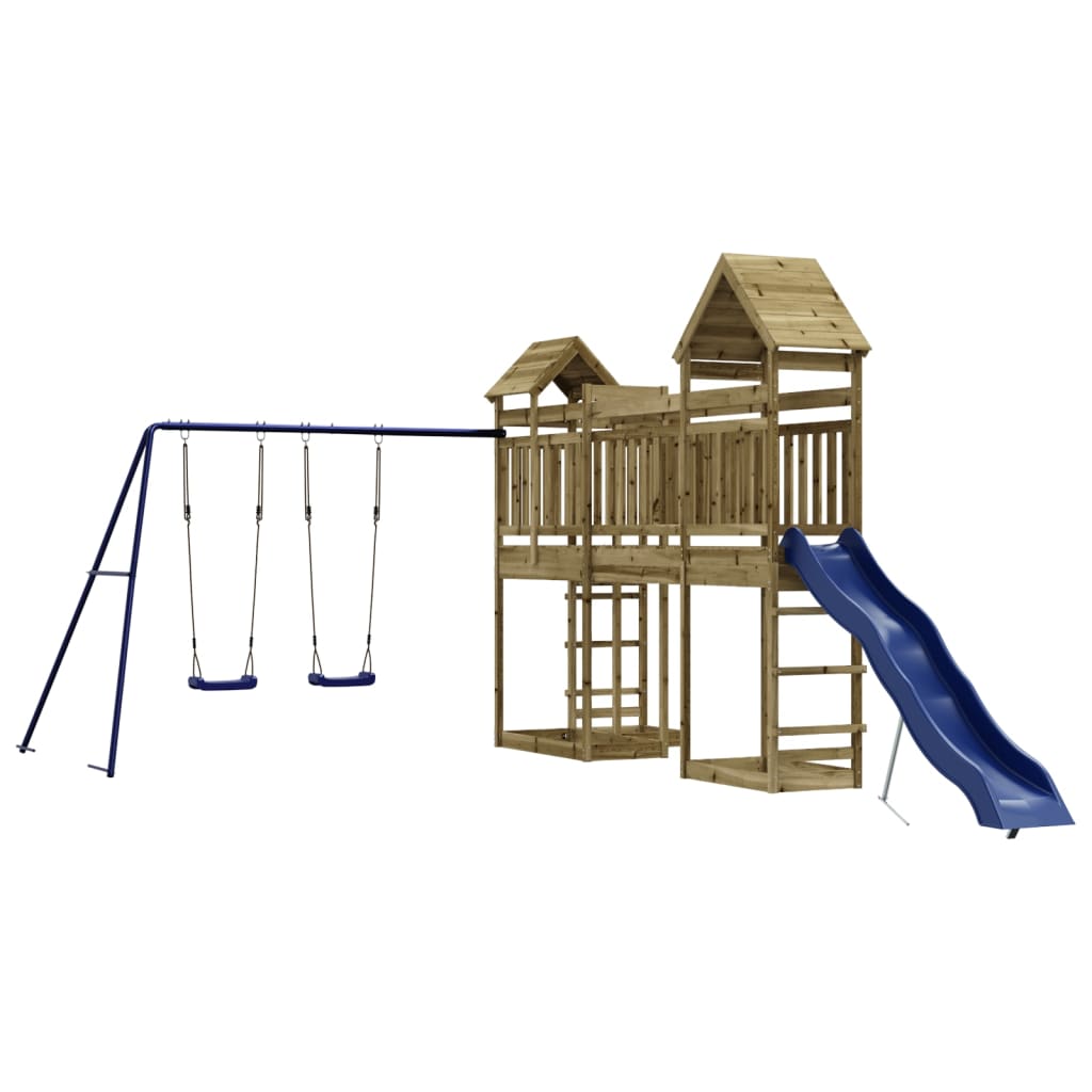 Outdoor Playset Pine, Blue Pressure treated pinewood, Polypropylene