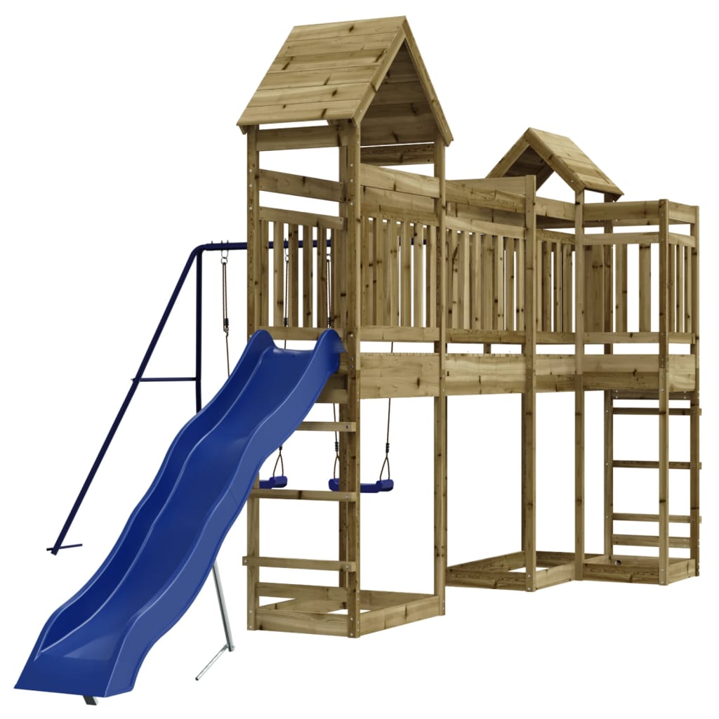 Outdoor Playset Pine, Blue Pressure treated pinewood, Polypropylene