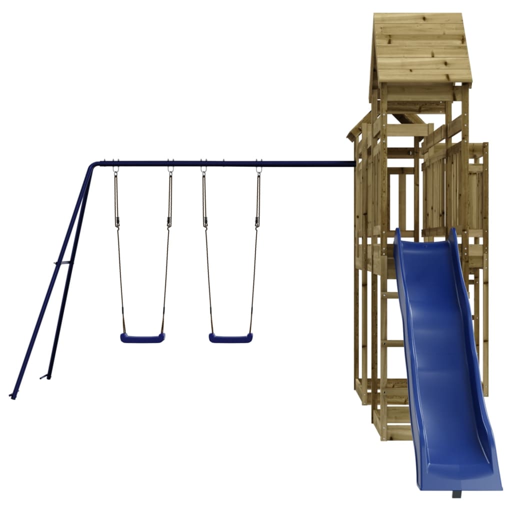 Outdoor Playset Pine, Blue Pressure treated pinewood, Polypropylene