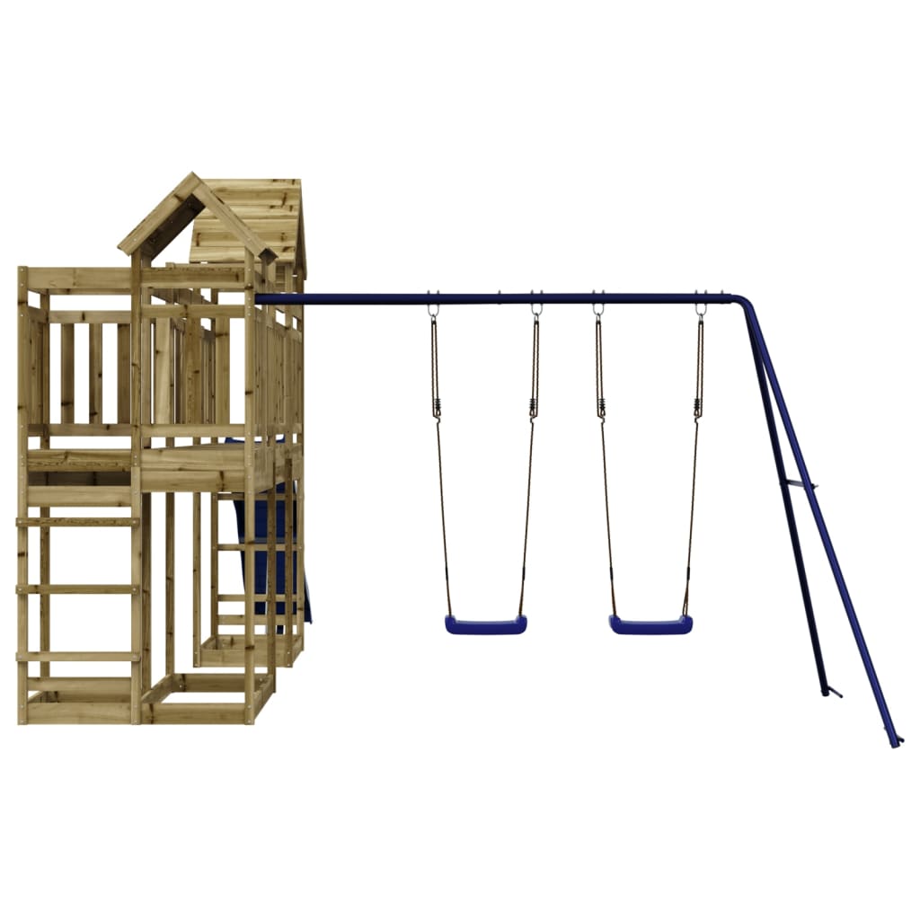 Outdoor Playset Pine, Blue Pressure treated pinewood, Polypropylene