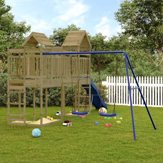 Outdoor Playset Pine, Blue Pressure treated pinewood, Polypropylene