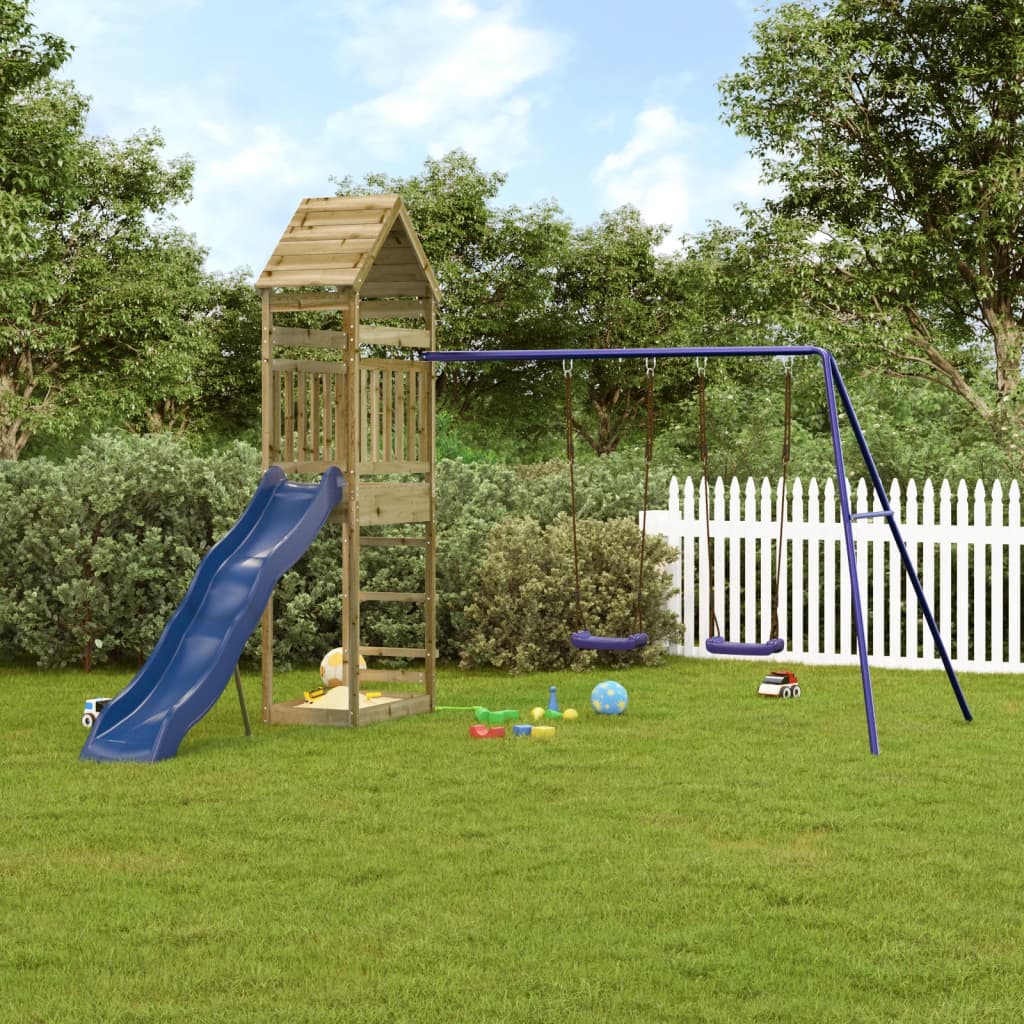 Outdoor Playset Natural Wood, Blue