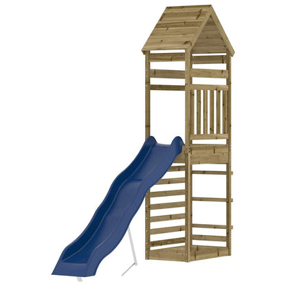 Outdoor Playset Brown and Blue Treated Pine Wood and Polypropylene
