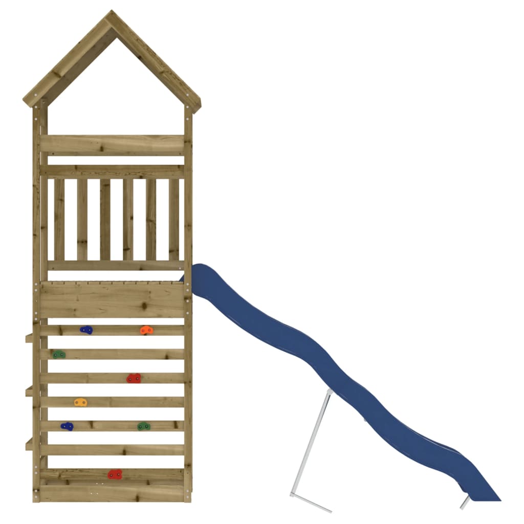 Outdoor Playset Brown and Blue Treated Pine Wood and Polypropylene