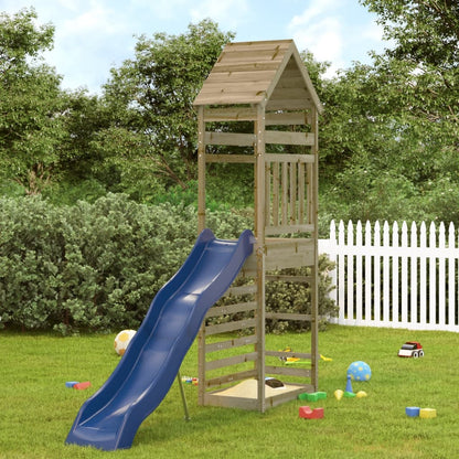 Outdoor Playset Brown and Blue Treated Pine Wood and Polypropylene