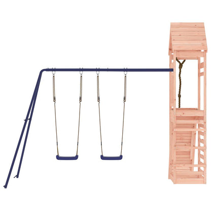 Outdoor Playset Natural wood and blue Solid Douglas Fir wood Large