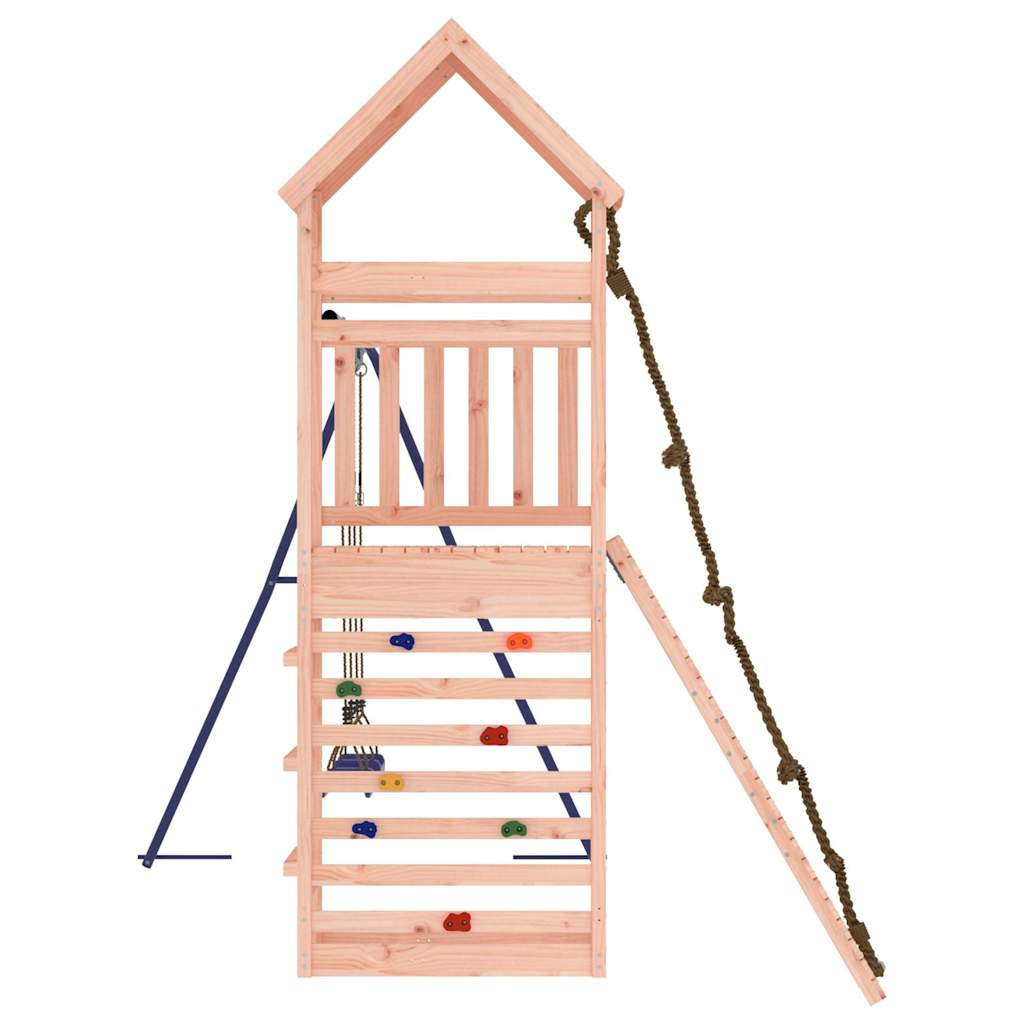 Outdoor Playset Natural wood and blue Solid Douglas Fir wood Large