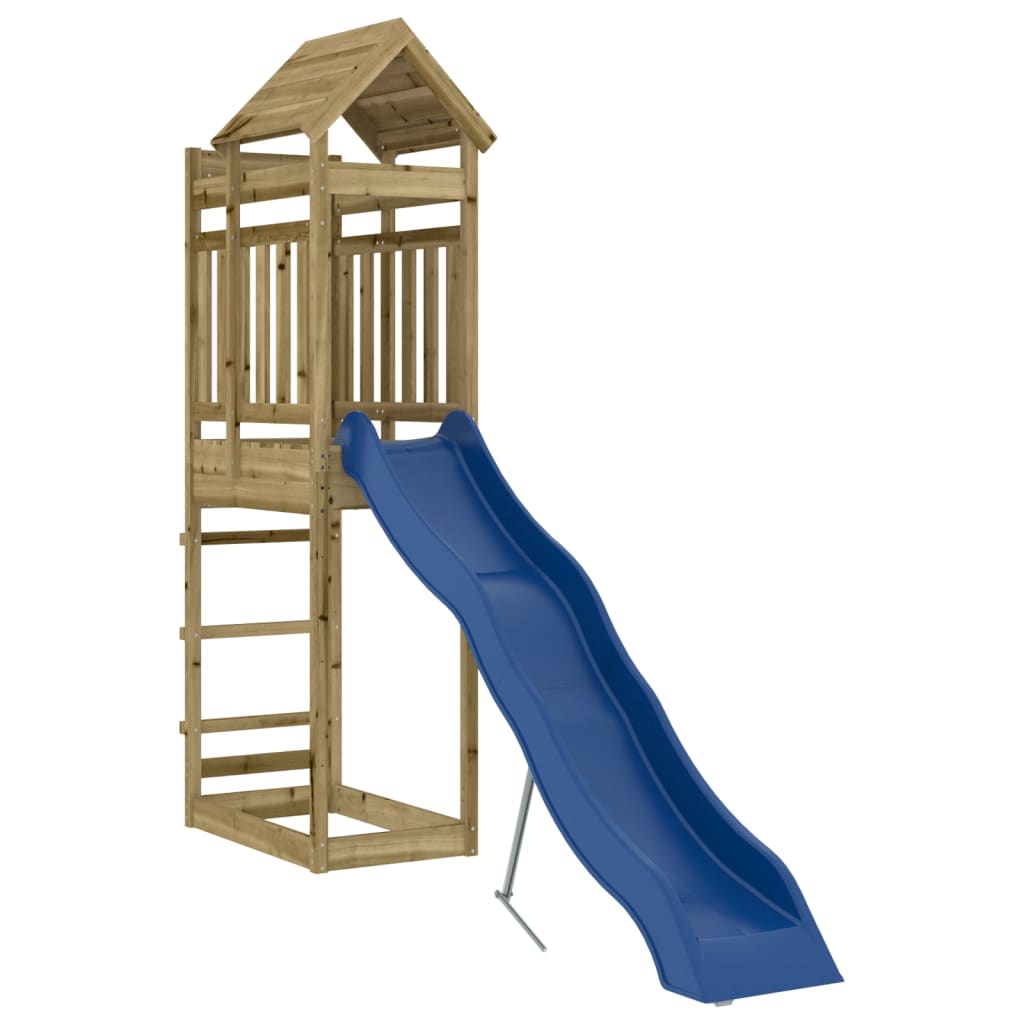 Outdoor Playset Natural wood, Blue slide