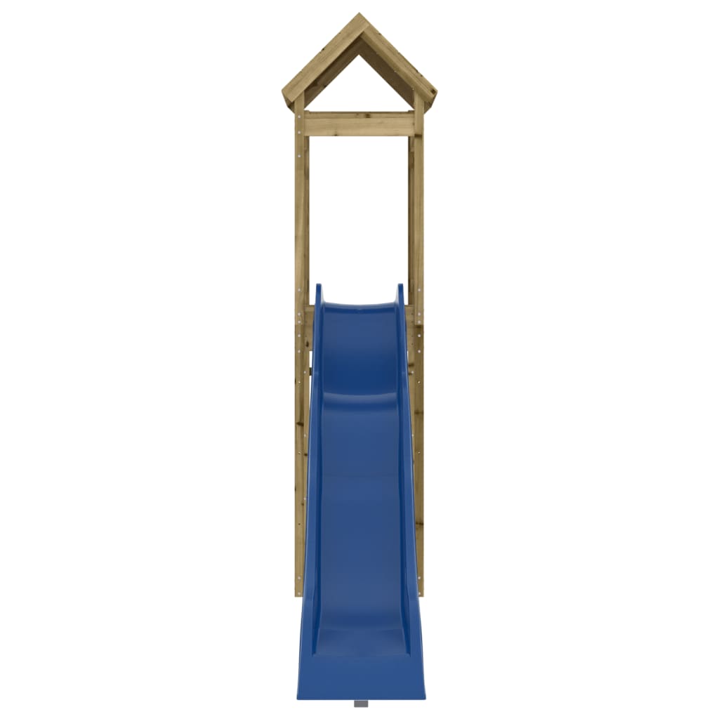 Outdoor Playset Natural wood, Blue slide