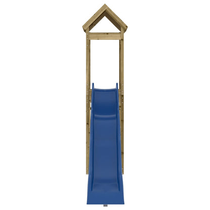 Outdoor Playset Natural wood, Blue slide