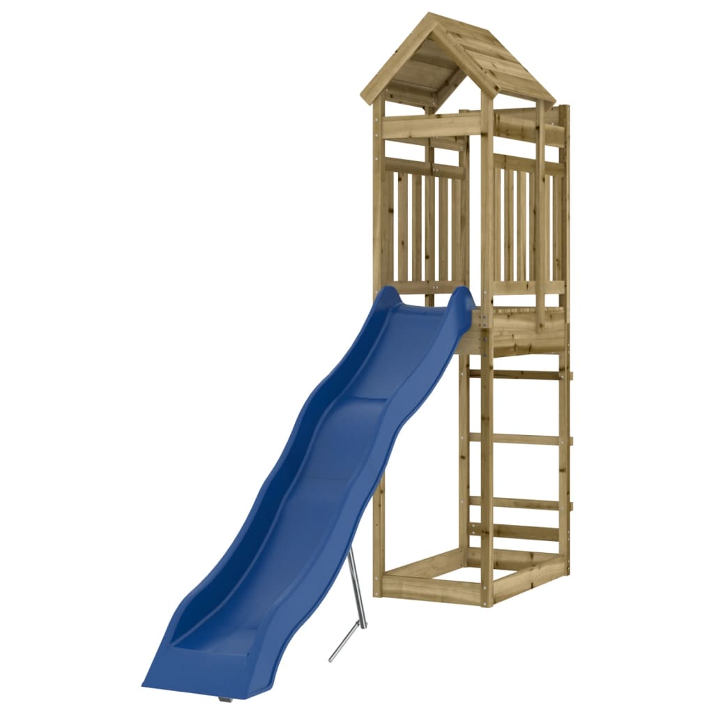 Outdoor Playset Natural wood, Blue slide
