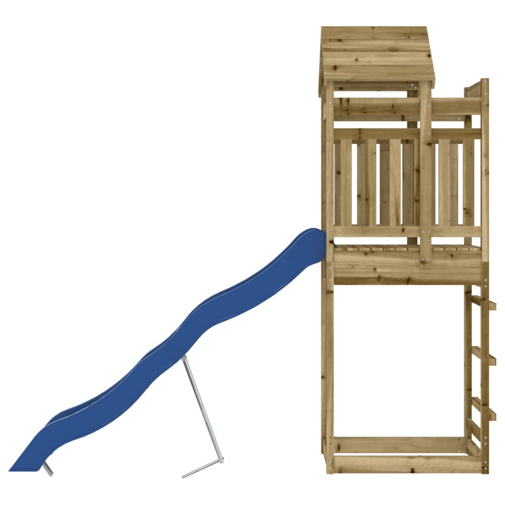 Outdoor Playset Natural wood, Blue slide