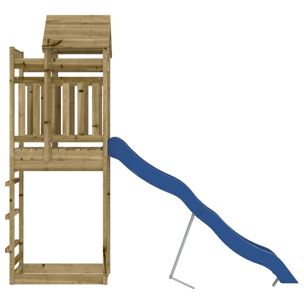 Outdoor Playset Natural wood, Blue slide