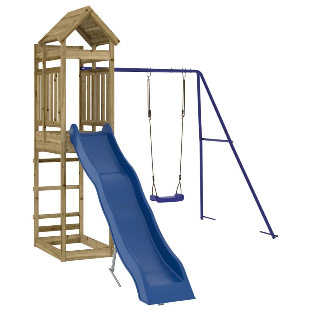 Outdoor Playset Blue and Natural Wood