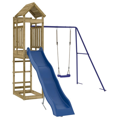 Outdoor Playset Blue and Natural Wood