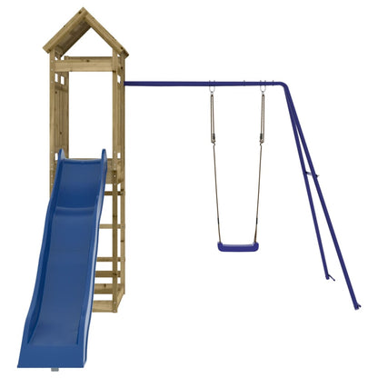 Outdoor Playset Blue and Natural Wood