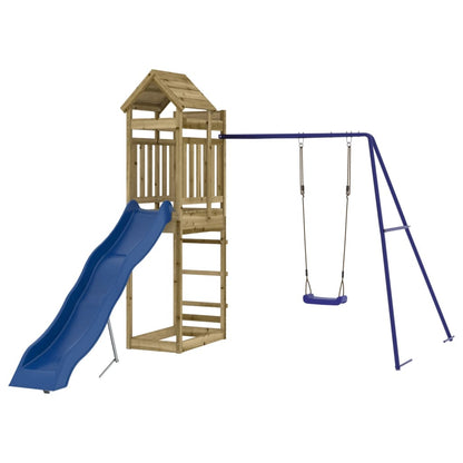 Outdoor Playset Blue and Natural Wood