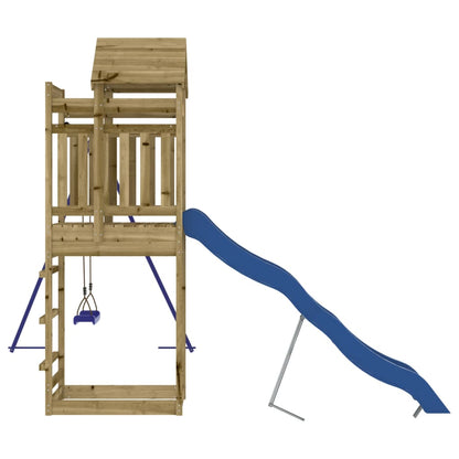 Outdoor Playset Blue and Natural Wood