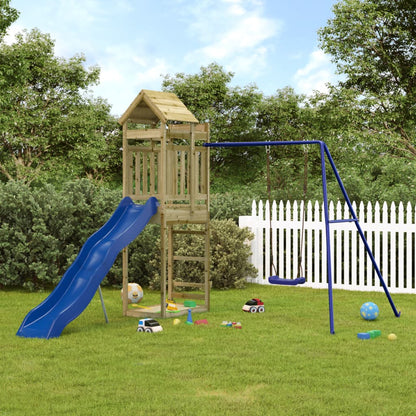 Outdoor Playset Blue and Natural Wood