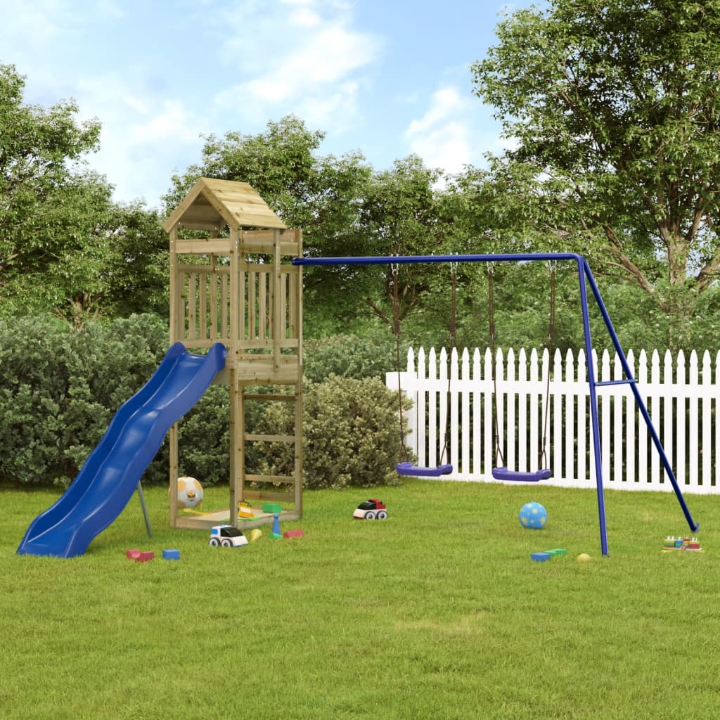 Outdoor Playset Natural wood, blue