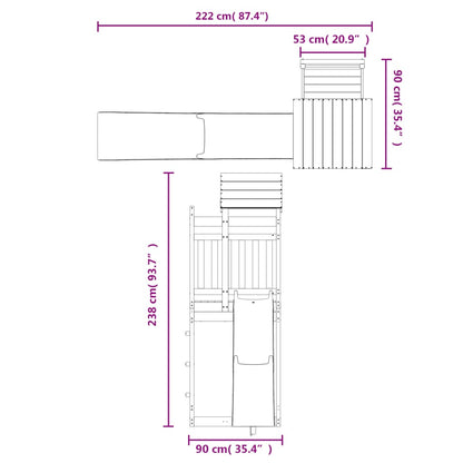 Outdoor Playset Brown Solid pine wood Large Durable