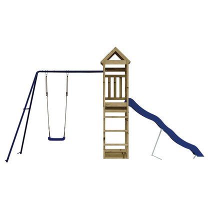 Outdoor Playset Brown, Blue Treated Pinewood, Polypropylene Large