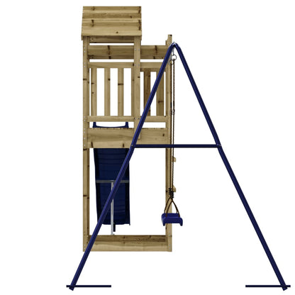 Outdoor Playset Brown, Blue Treated Pinewood, Polypropylene Large