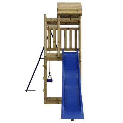 Outdoor Playset Brown, Blue Treated Pinewood, Polypropylene Large